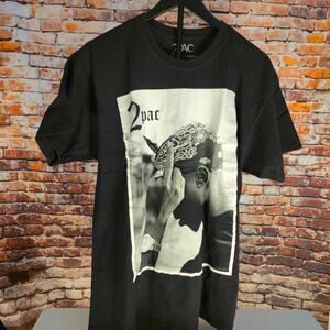 2Pac Graphic T Shirt Mens M Black Tupac Shakur Rap Hip Hop Band Tee